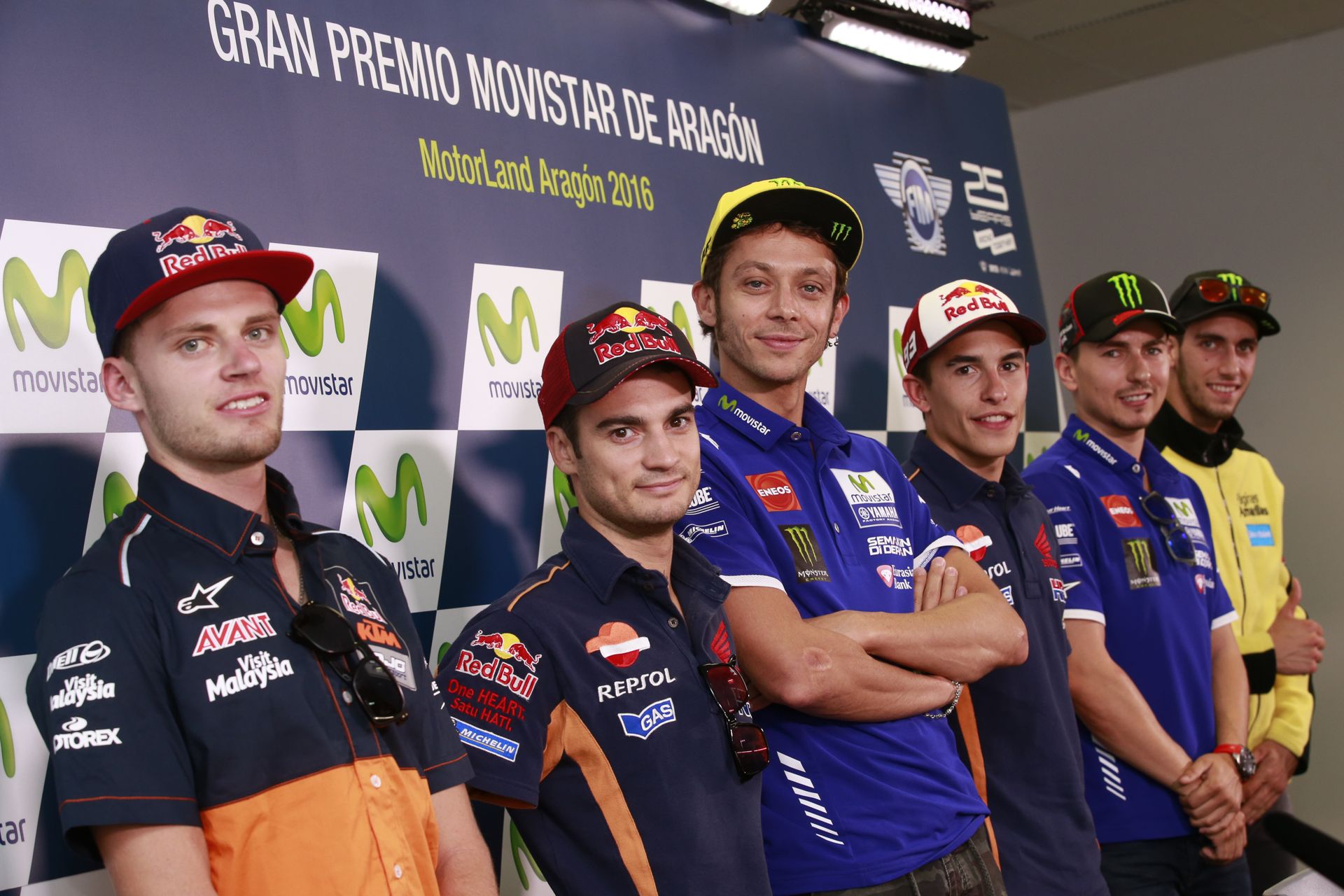 Brad Binder, Dani Pedrosa, Valentino Rossi, Marc Márquez y Jorge Lorenzo - Foto: © Dpto. Prensa MotoGp