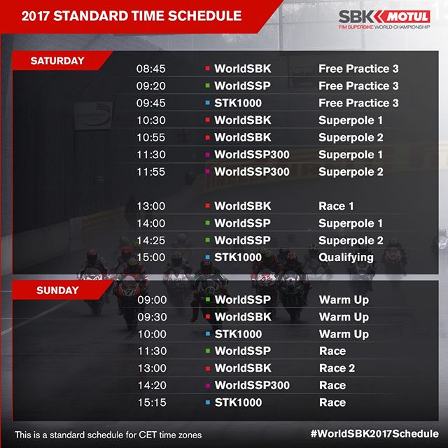 Así serán los horarios de fin de semana en el WorldSBK