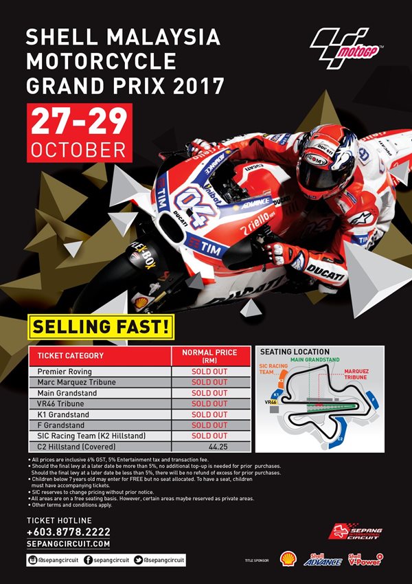 Gran Premio de Malasia de MotoGp: Horarios del fin de semana