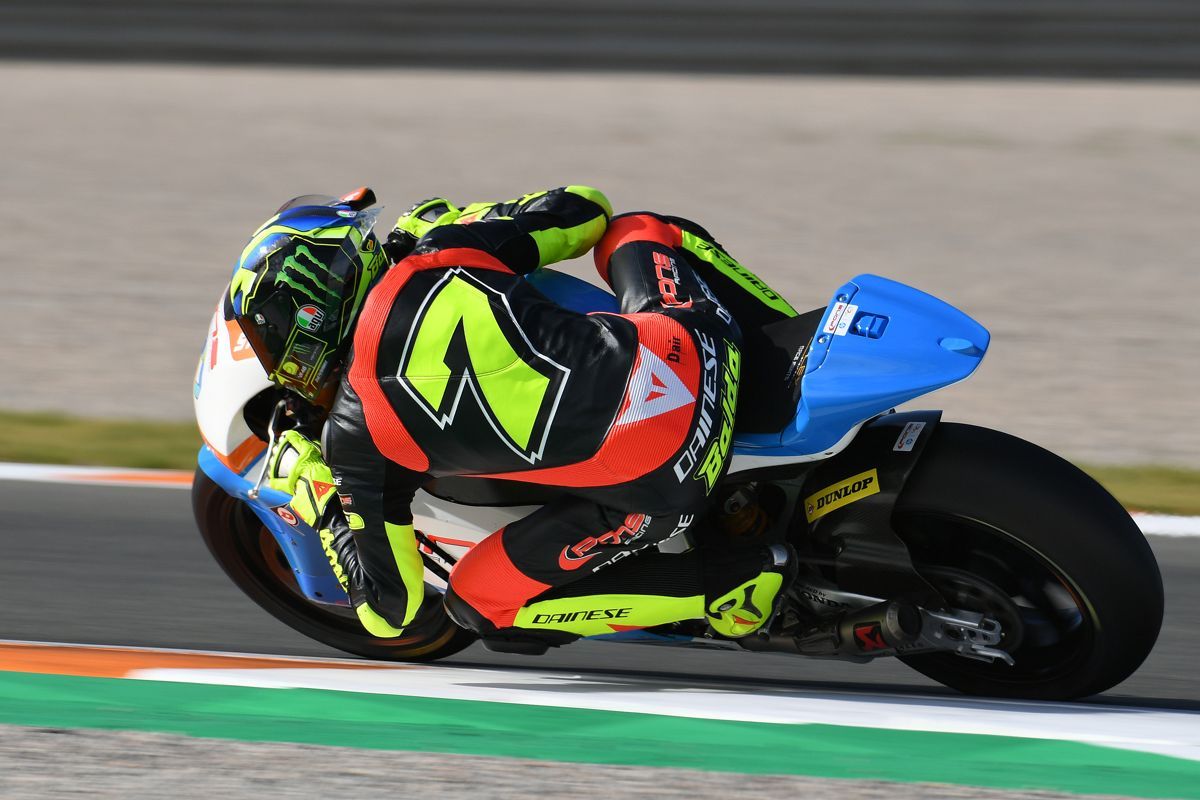 Lorenzo Baldasarri durante la segunda jornada de test de Moto2 en Valencia
