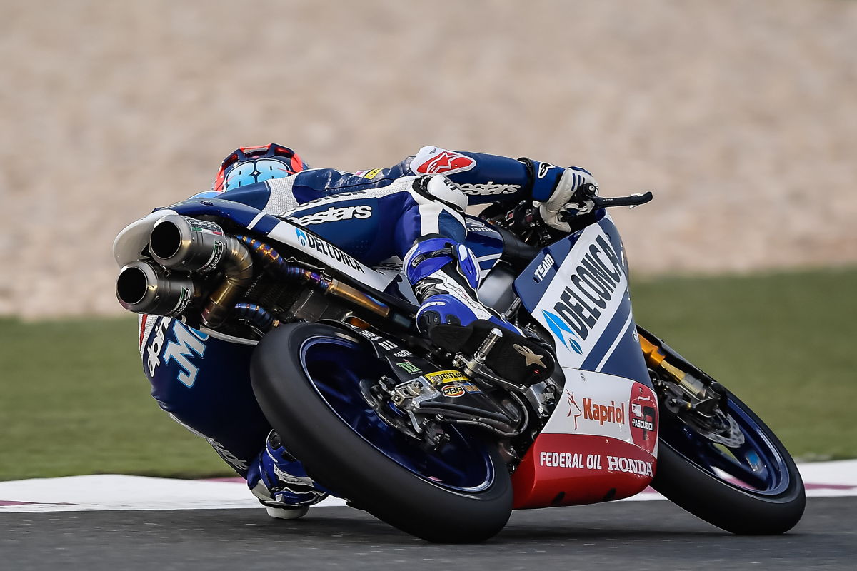 Jorge Martín durante el Gran Premio de Qatar de Moto3 2018