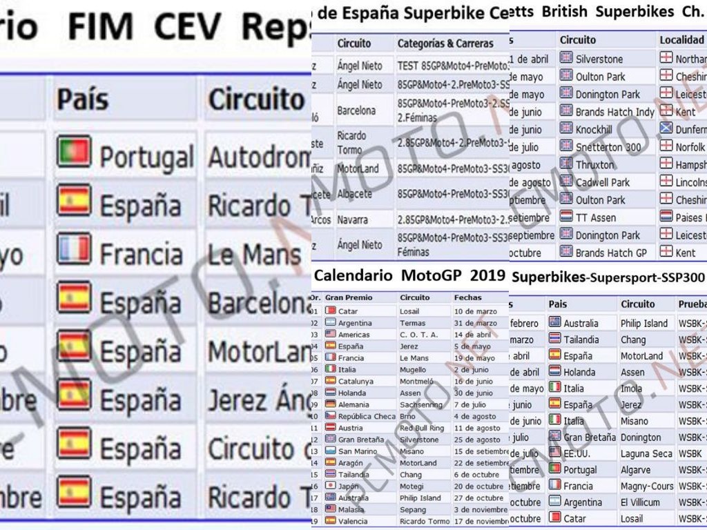 Calendarios de Competición 2019